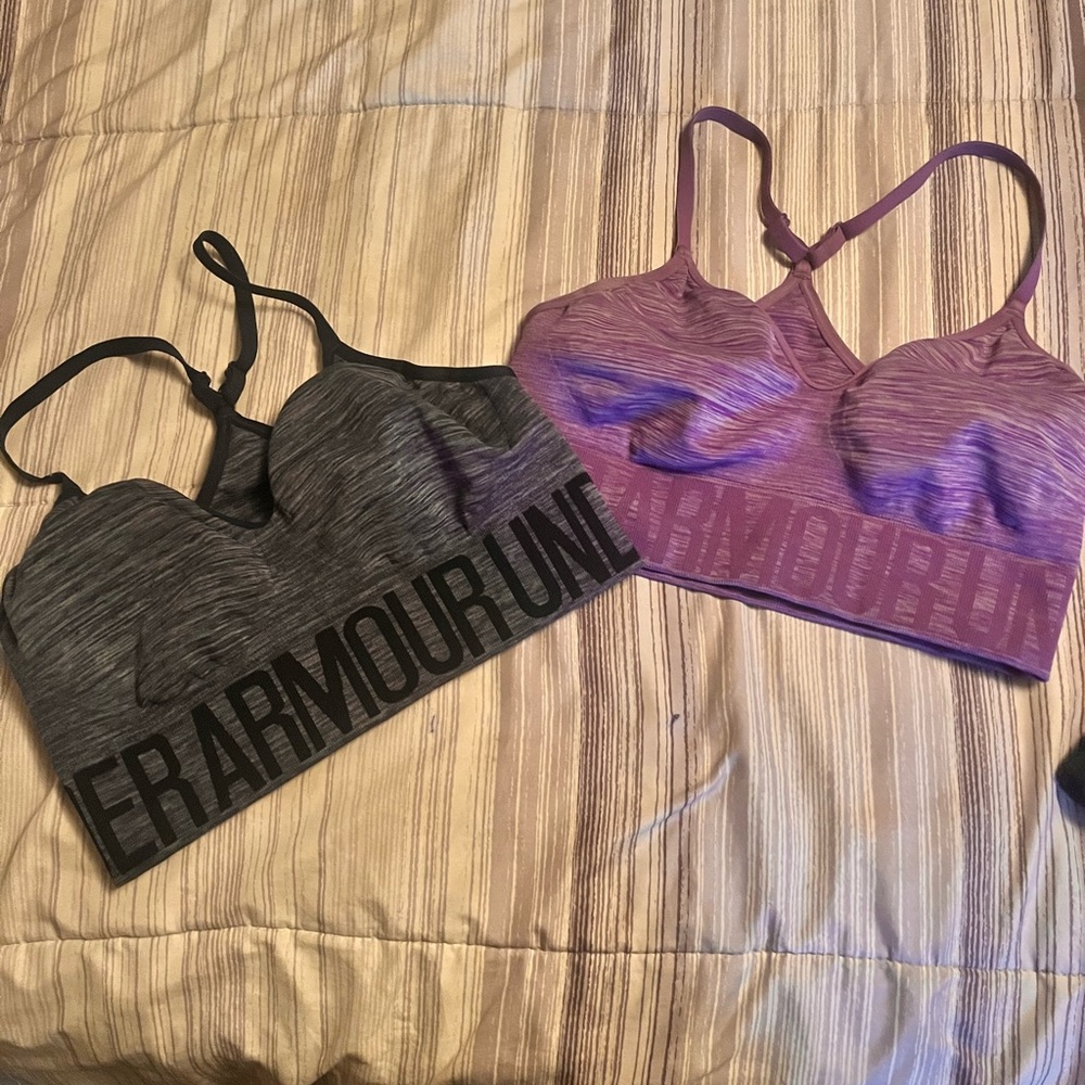 Under Armour Black and Purple Sports Bras for Active Comfort